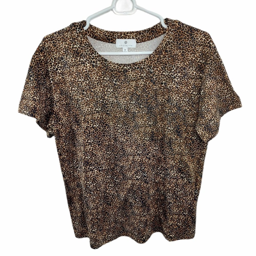 Socialite Leopard Print Short Sleeve Soft Stretchy